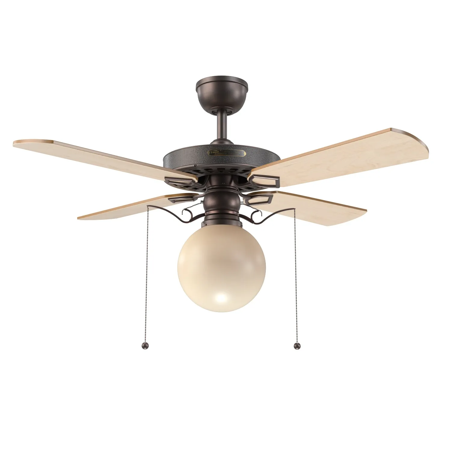 Heron Ceiling Fan With Opal Globe Shade PBR 3D Model_01